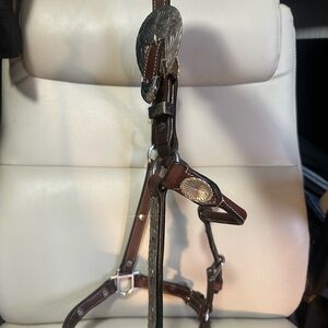 Brown Leather Horse show halter with Silver Accents